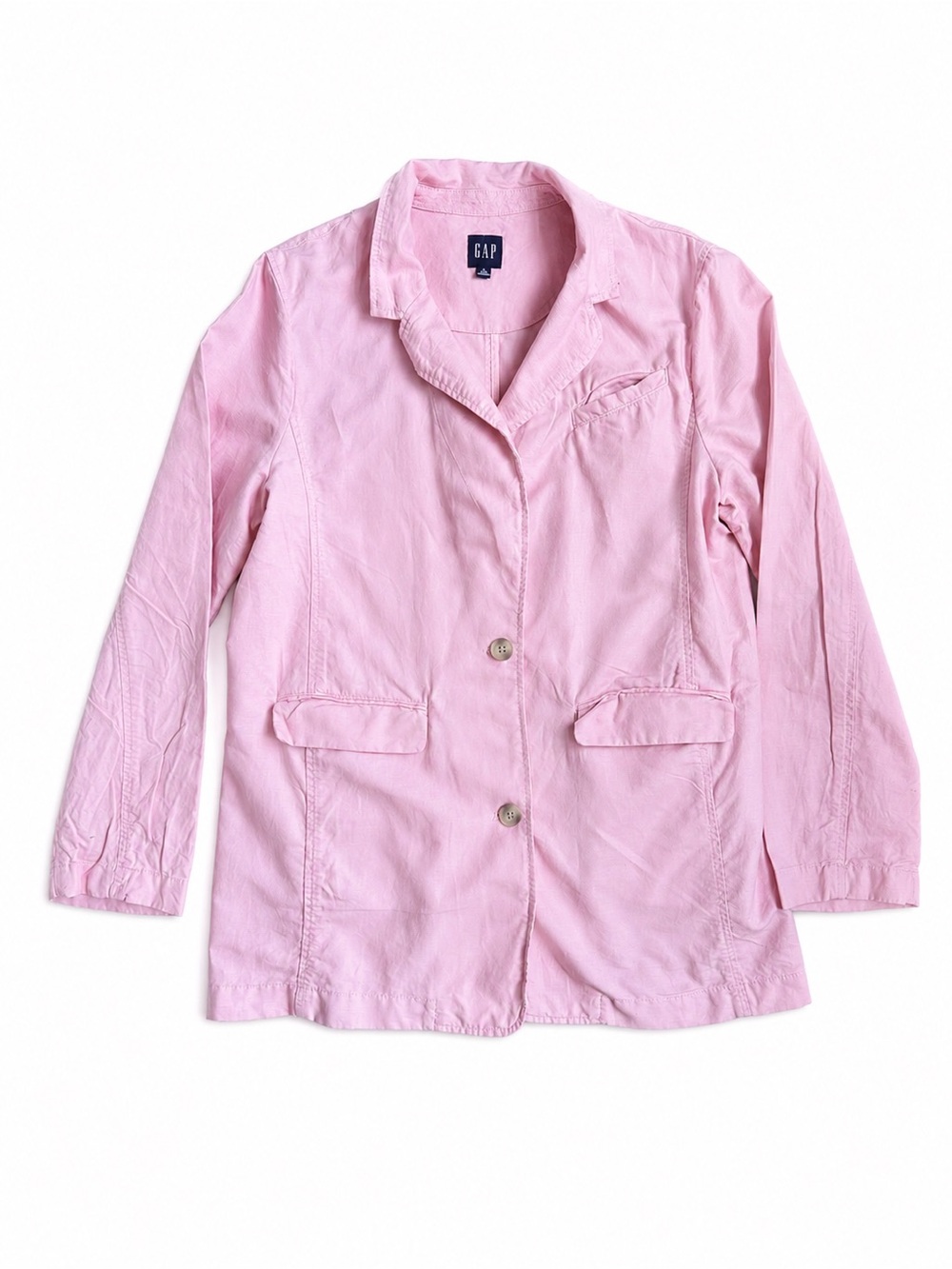 GAP Women’s Pink‎ Blazer Jacket Size L Tall Button Front Lightweight Career